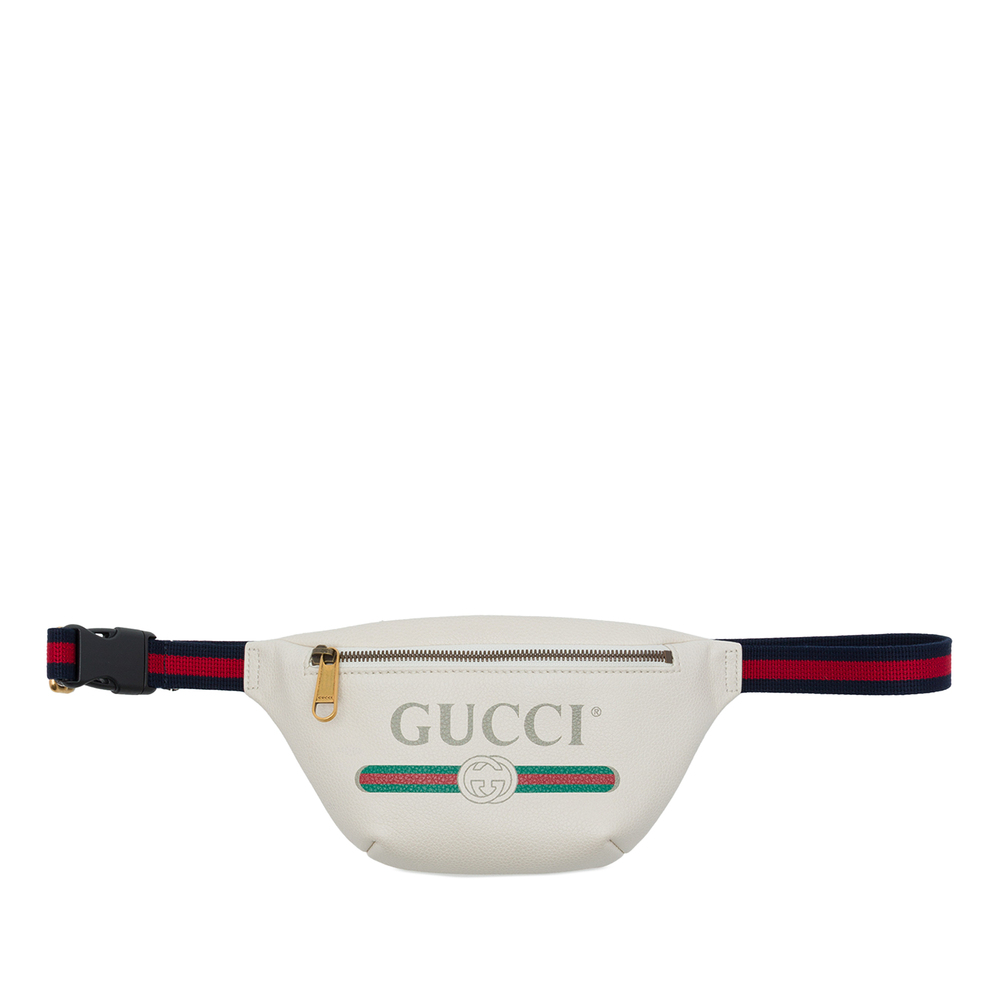 Pre-Loved Gucci Small Grained Calfskin Web Logo Belt Bag